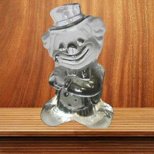 Vintage viking crystal glass bookend clown